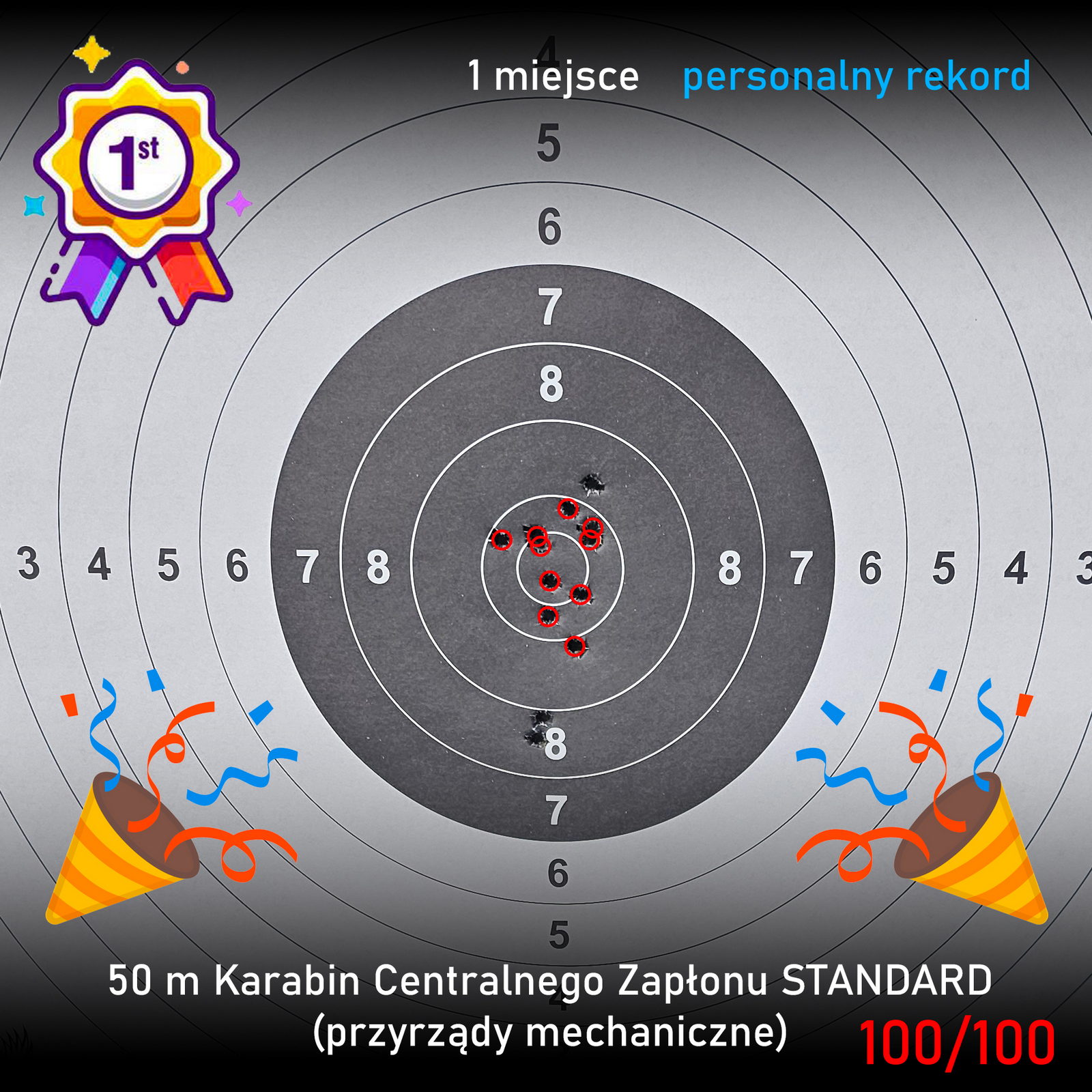 Tarcza: karabin 50m standard — 100 punktów