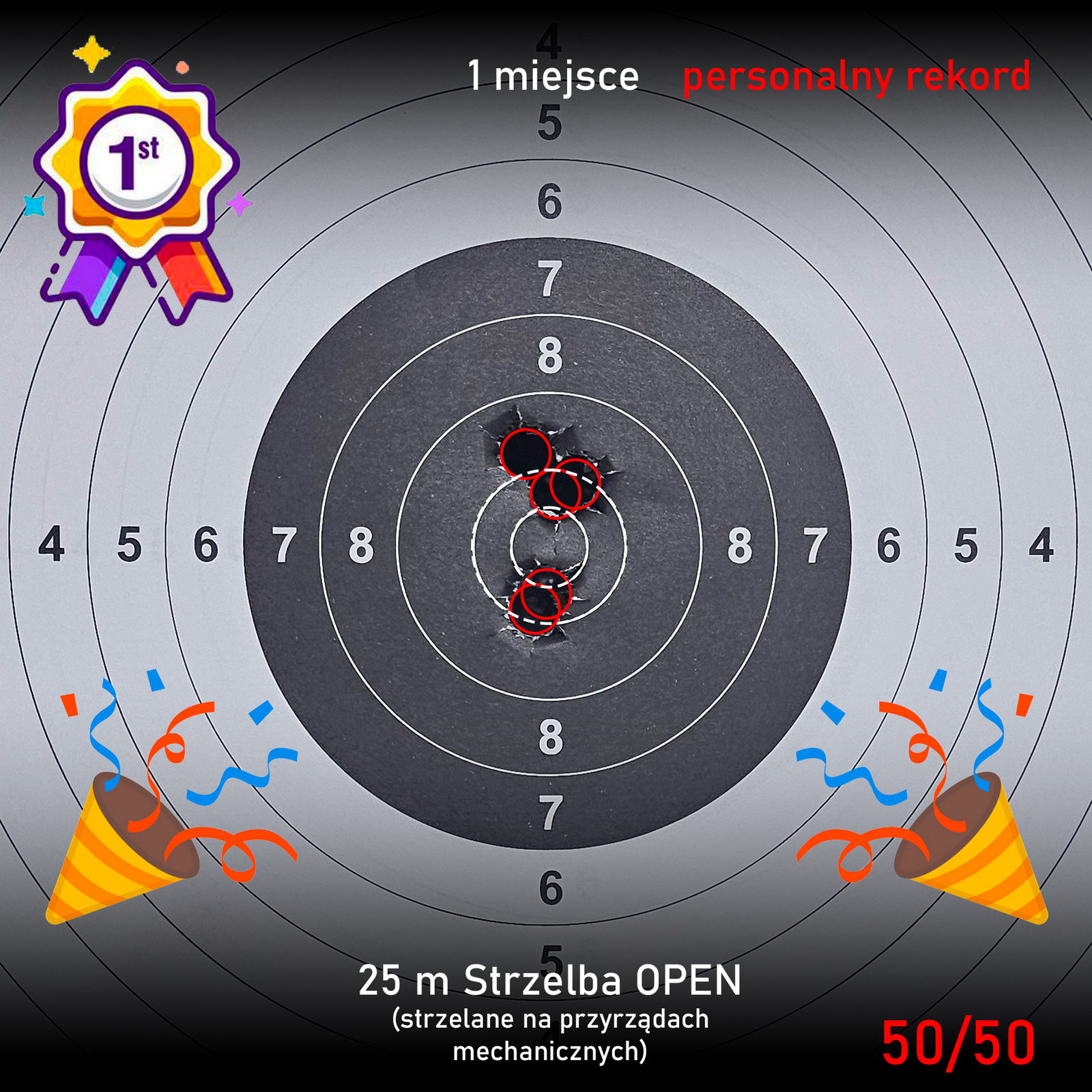 Tarcza: strzelba 25m open — 50 punktów