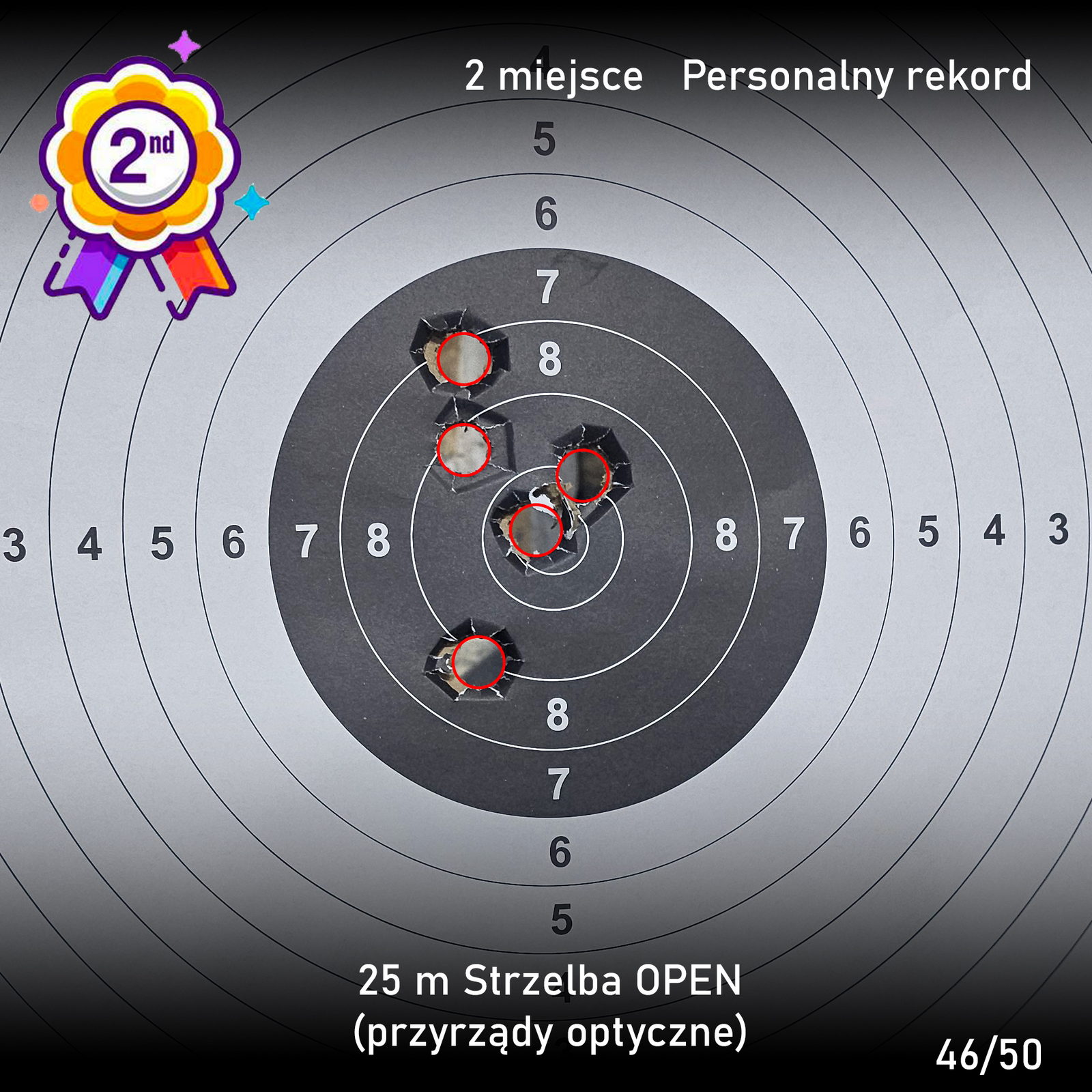 Tarcza: strzelba 25m open — 46 punktów